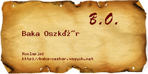 Baka Oszkár névjegykártya